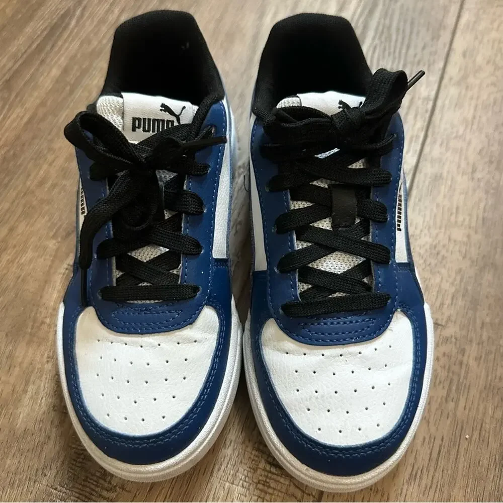 LIKE NEW!! Puma‎ Kid’s Athletic Shoes, Caven Jr. Blue White Black, Youth Size 1